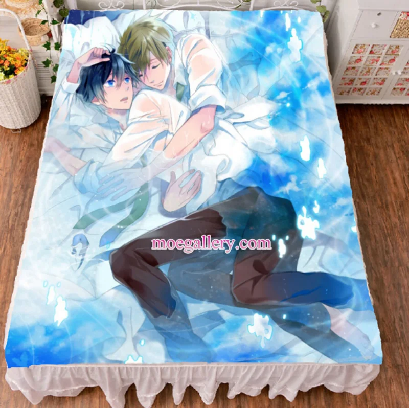 Free Haruka Nanase Makoto Tachibana Anime Bed Sheet Summer Quilt Blanket Custom 02