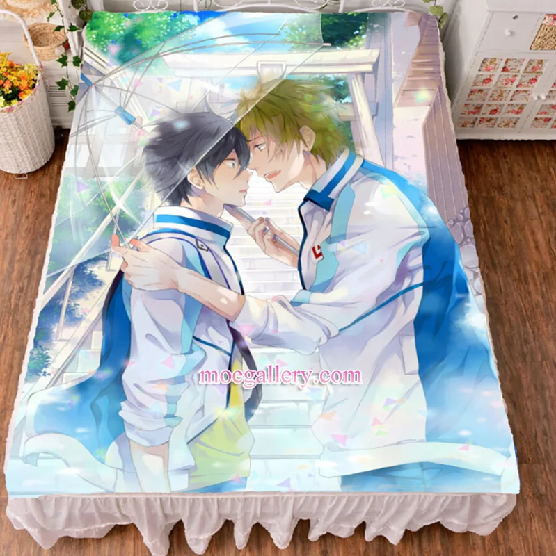 Free Haruka Nanase Makoto Tachibana Anime Bed Sheet Summer Quilt Blanket Custom - Click Image to Close