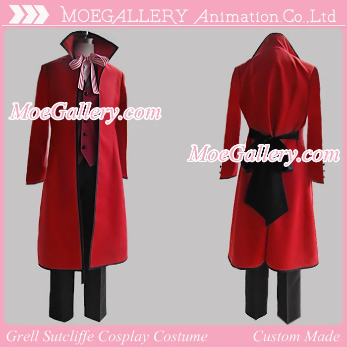 Black Butler Kuroshitsuji Grell Sutcliffe Costume - Click Image to Close