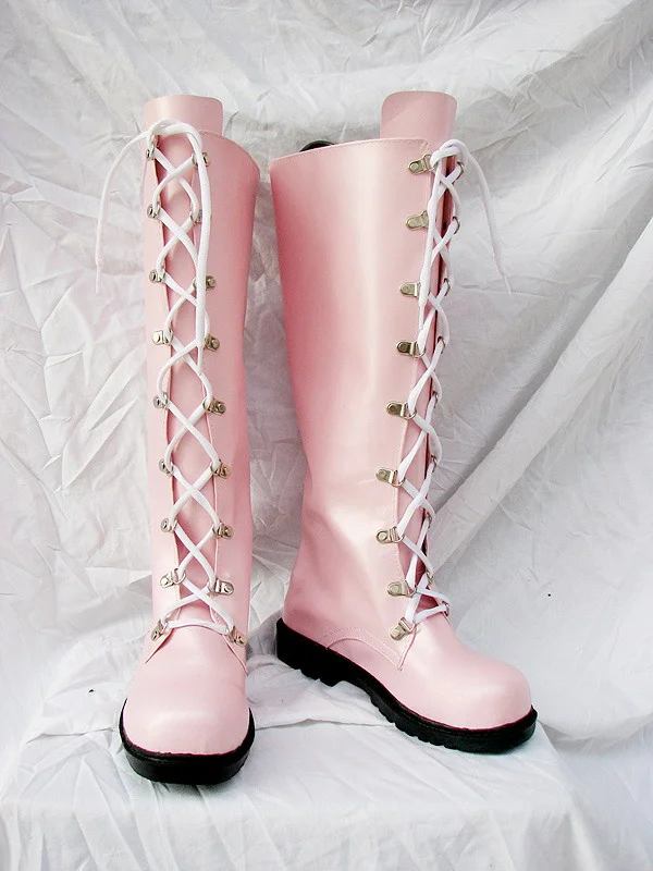 Pink Lolita Cosplay Boots - Click Image to Close